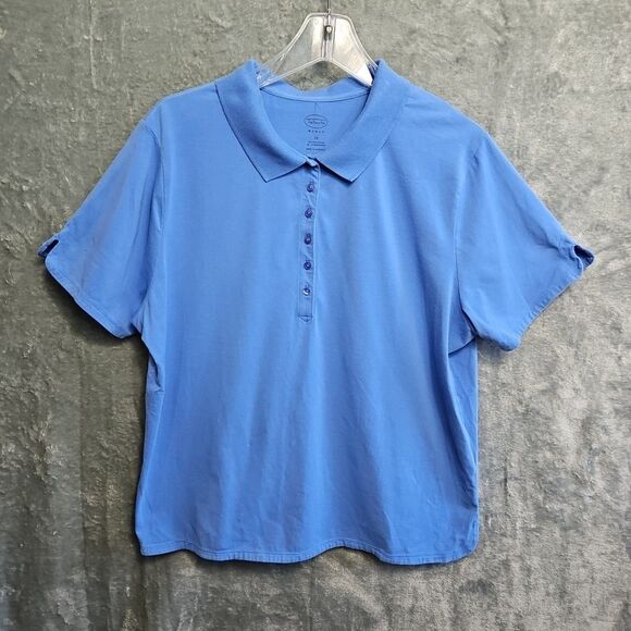 Talbots Shirt Size 2X Blue Short Sleeve Pima Cotton Spandex Polo Collared - Picture 1 of 9